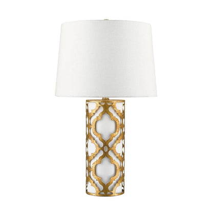 Arabella Light Table Lamp in Distressed Gold, Ivory Shade with White Shade