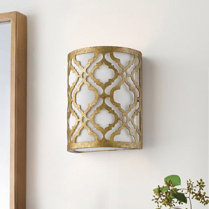 Arabella Light Wall Light in Distressed Gold, Ivory Shade