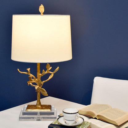 Audubon Park Light Table Lamp in Distressed Gold with Cream Shade