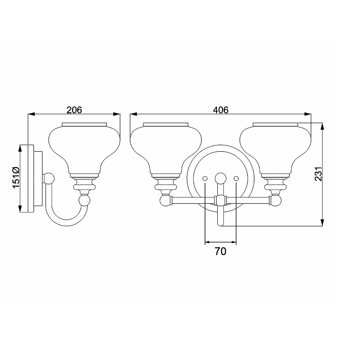 Ainsley Light Wall Light in Polished Chrome