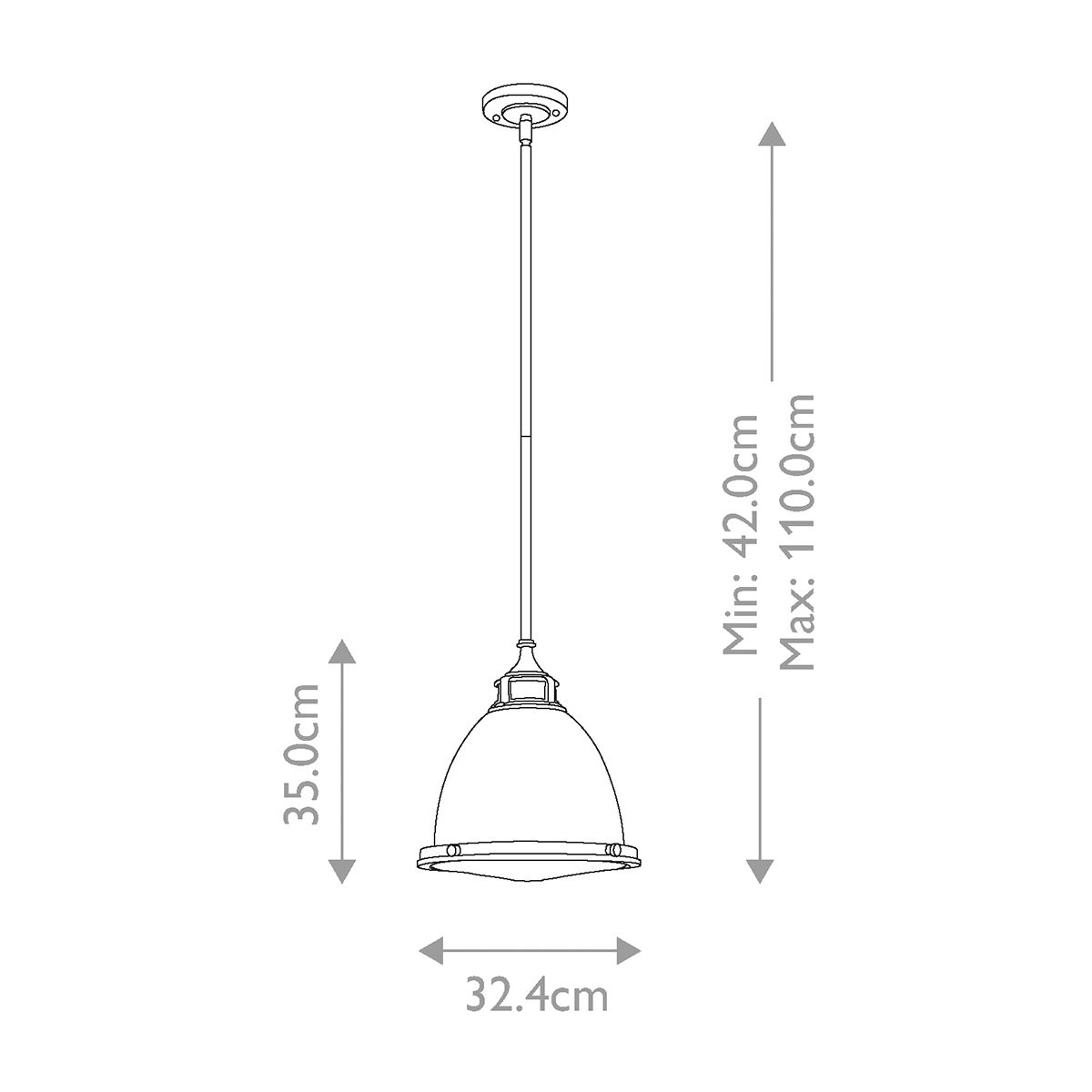 Amelia Light Medium Pendant in Heritage Brass