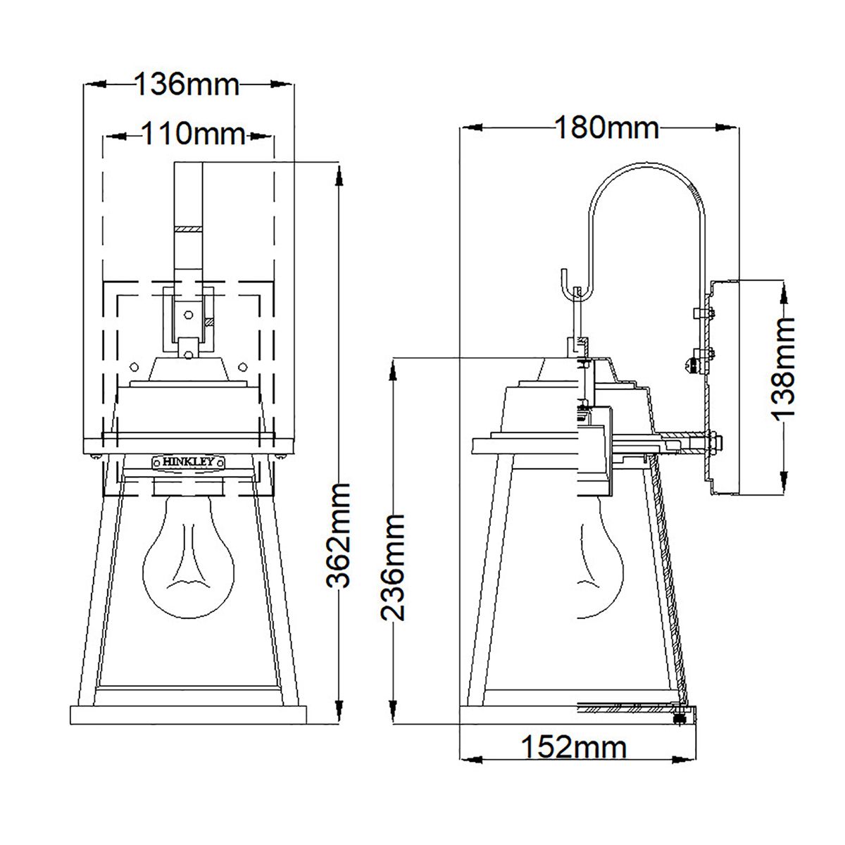 Bainbridge Light Wall Lantern in Small in Oil Rubbed Bronze