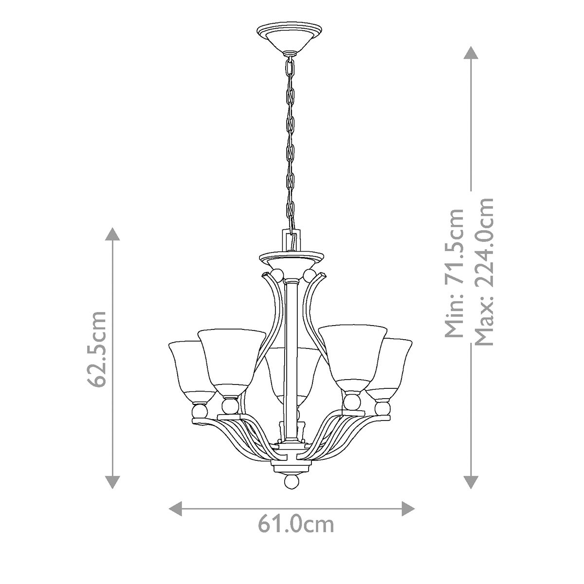 Bolla Light Chandelier in Brushed Nickel