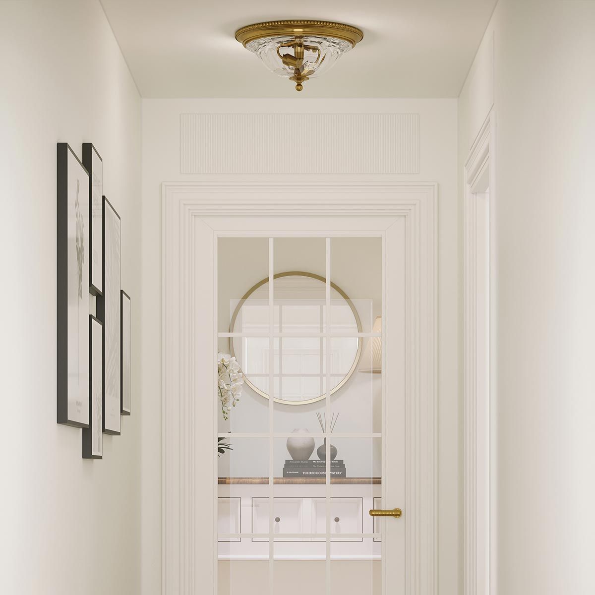 Cambridge Light Flush in Burnished Brass