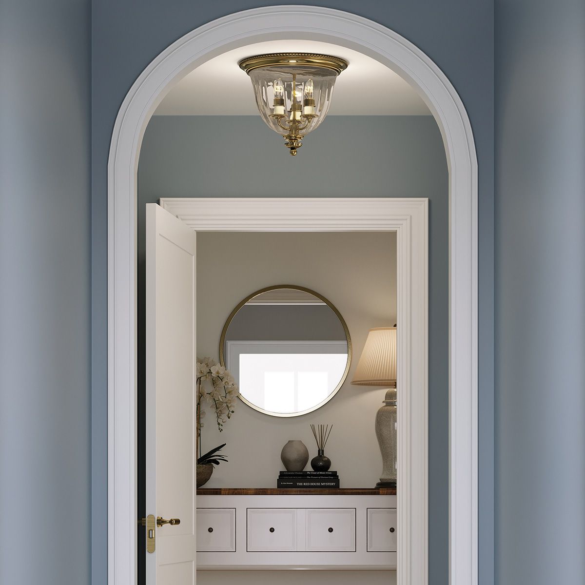 Cambridge Light Flush in Burnished Brass