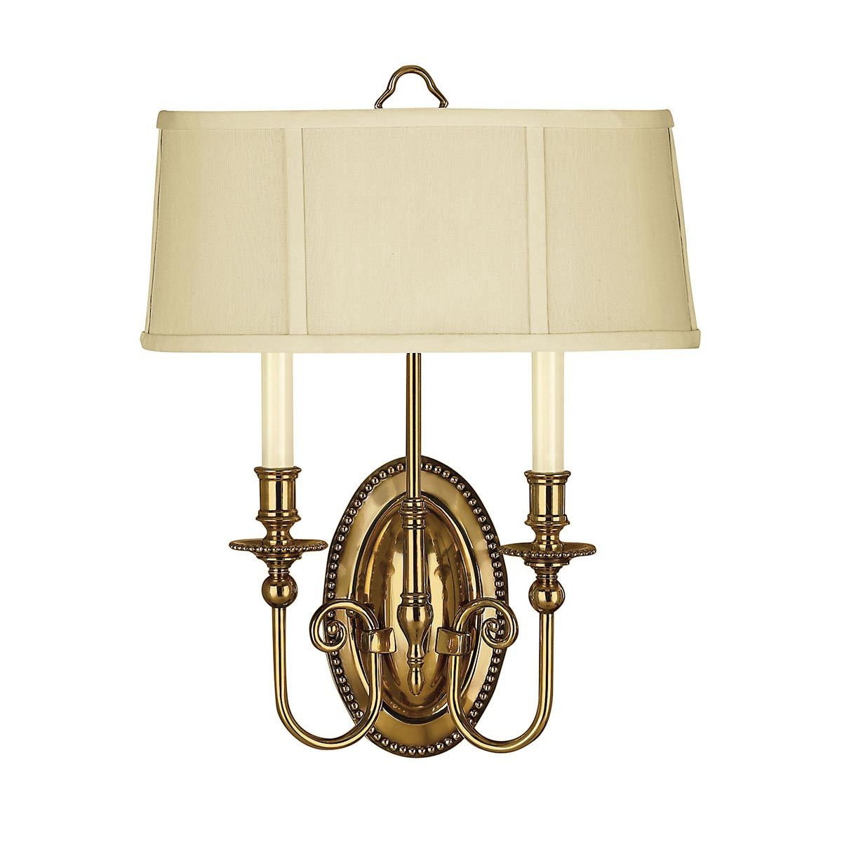 Cambridge in Light Wall Light in Burnished Brass with Ivory Shade