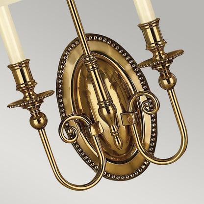 Cambridge in Light Wall Light in Burnished Brass with Ivory Shade