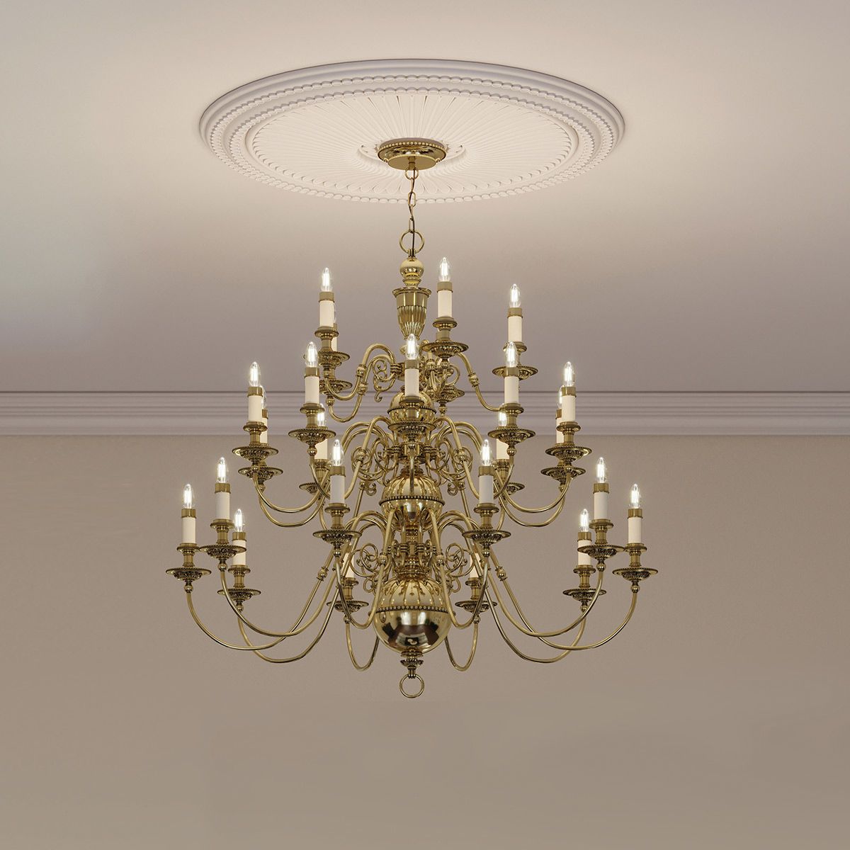 Cambridge Light Chandelier in Burnished Brass