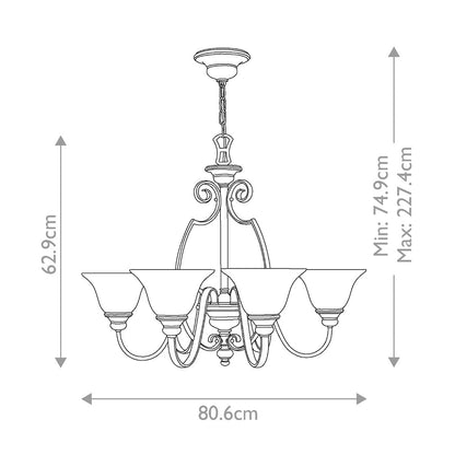 Cello Light Chandelier in Antique Bronze