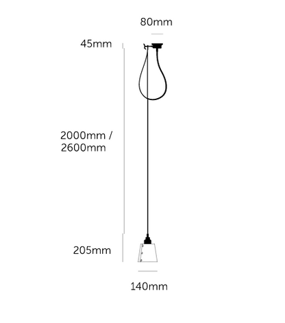 Hooked 1.0 Small Pendant Light / Stone Brass, Dimensions.