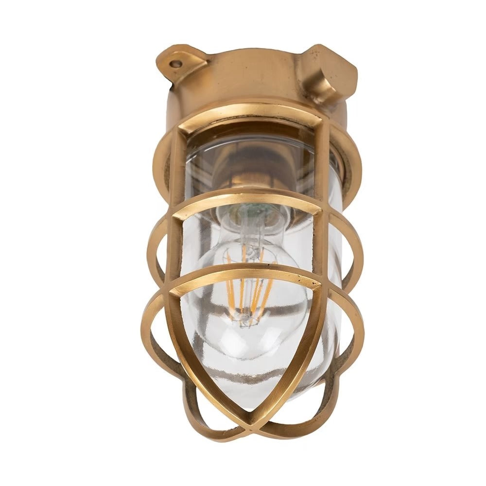 Soho Lighting Kemp Grid IP65 Outdoor & Bathroom Lacquered Solid Brass Ceiling Light