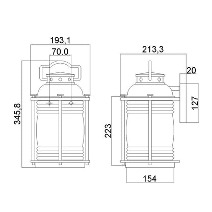 Ashland Bay Light Medium Wall Lantern in Weathered Zinc