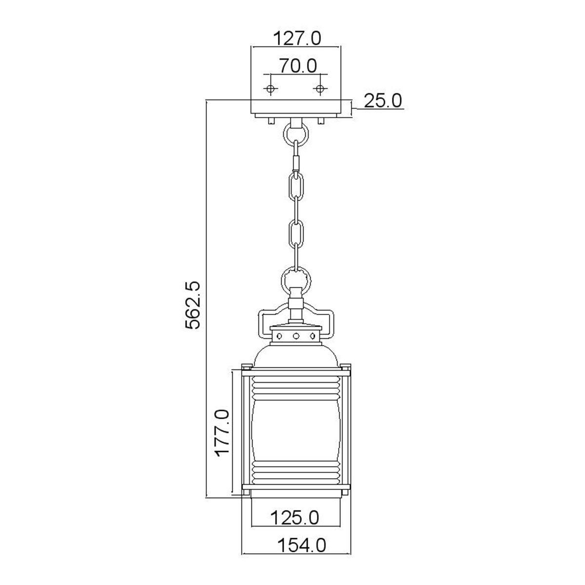 Ashland Bay Light Small Chain Lantern in Weathered Zinc