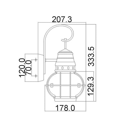 Bridgepoint Light Small Wall Lantern in Weathered Zinc