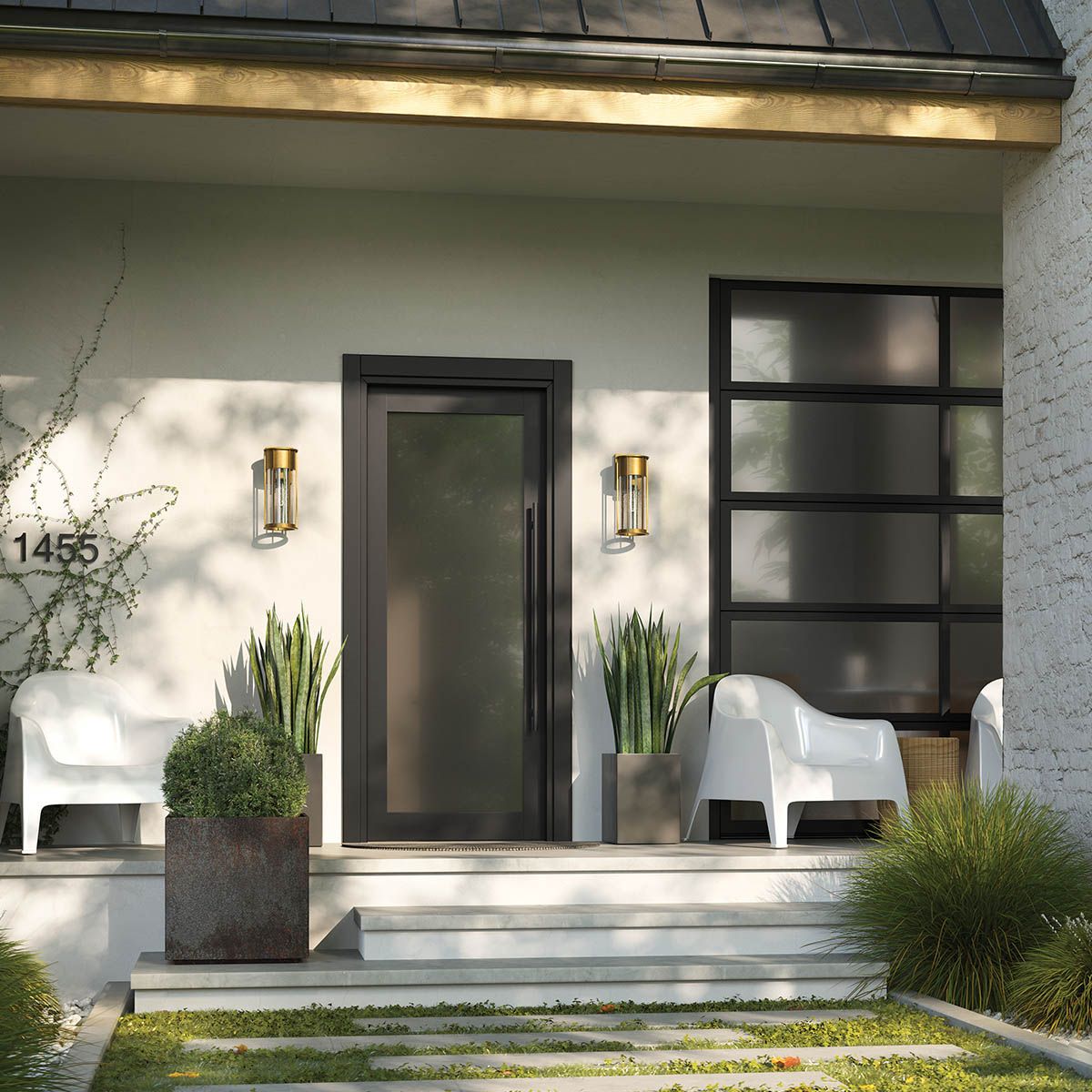 Camillo Medium Wall Lantern in Painted Natural Brass