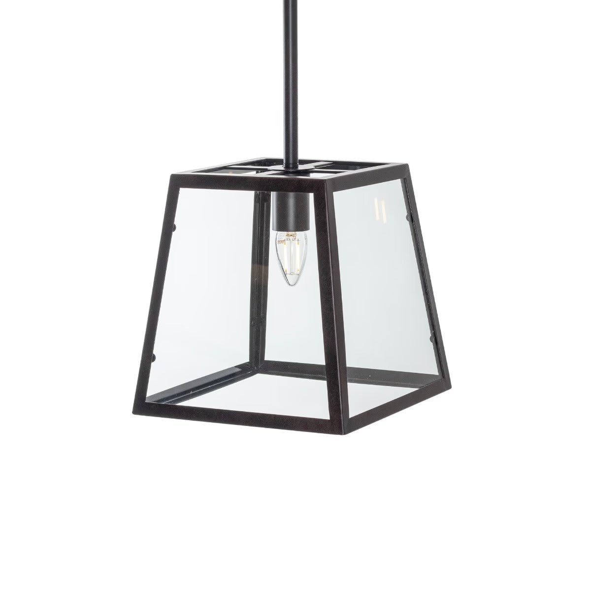 Small Ludlow Geo Trapeze Metal and Glass Lantern Pendant Light