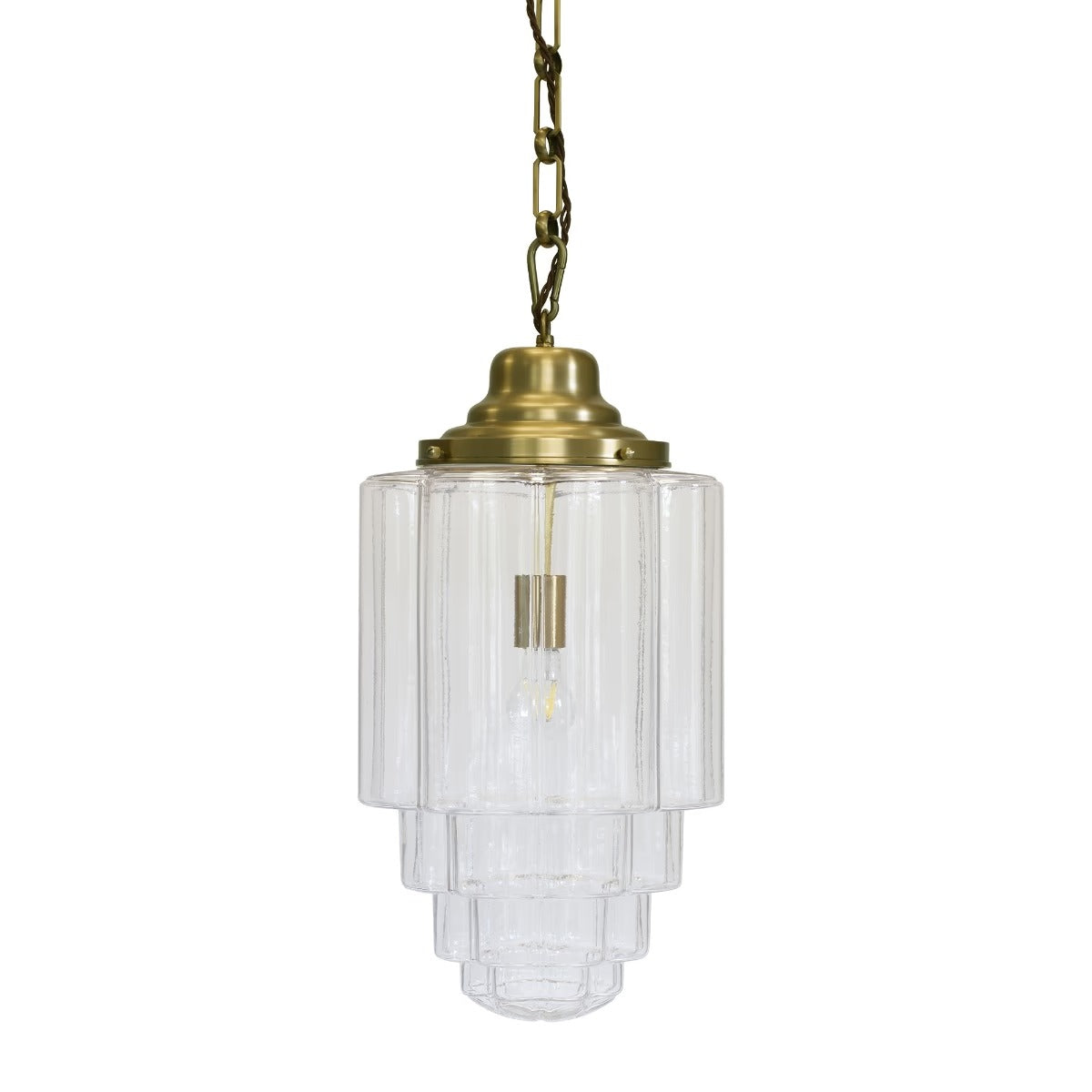 Soho Lighting Glasshouse Lacquered Brass Clear Pendant Light - The Schoolhouse Collection