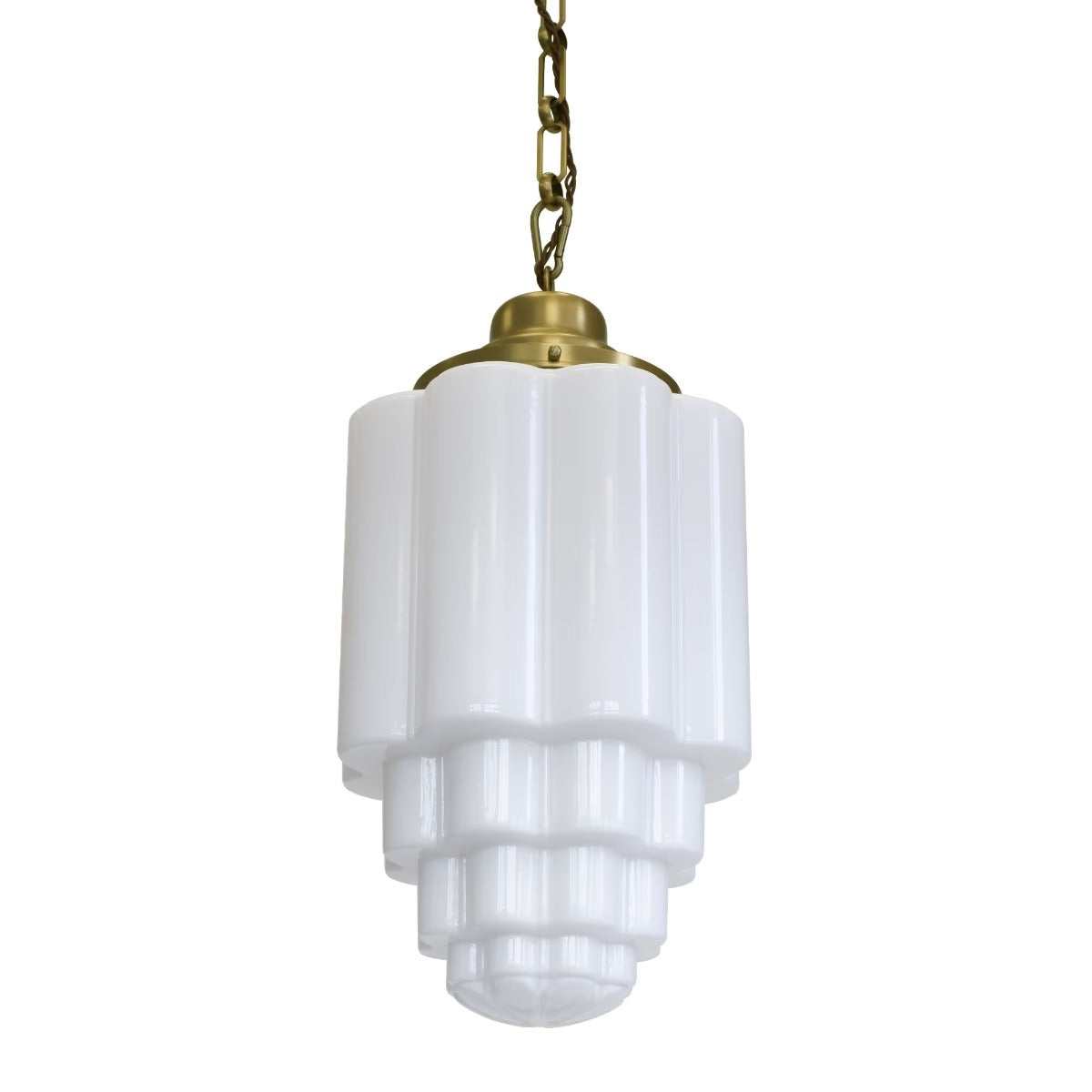 Soho Lighting Glasshouse Lacquered Brass Opal Art Deco Pendant Light - the Schoolhouse Collection