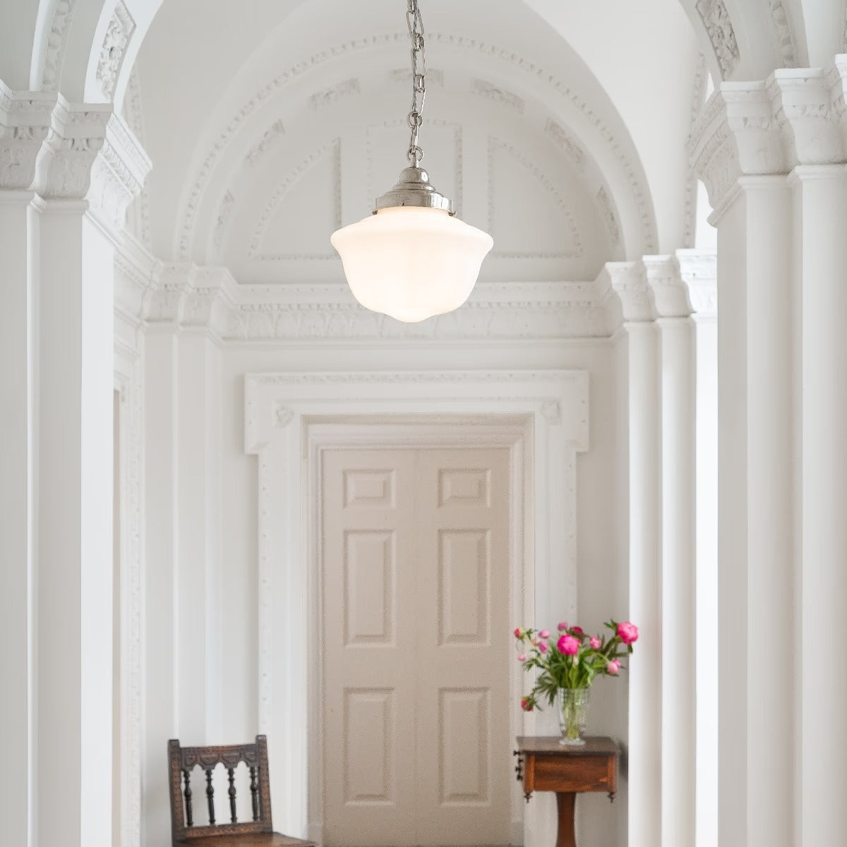 Soho Lighting Frith Nickel Opaque Pendant Light - The Schoolhouse Collection