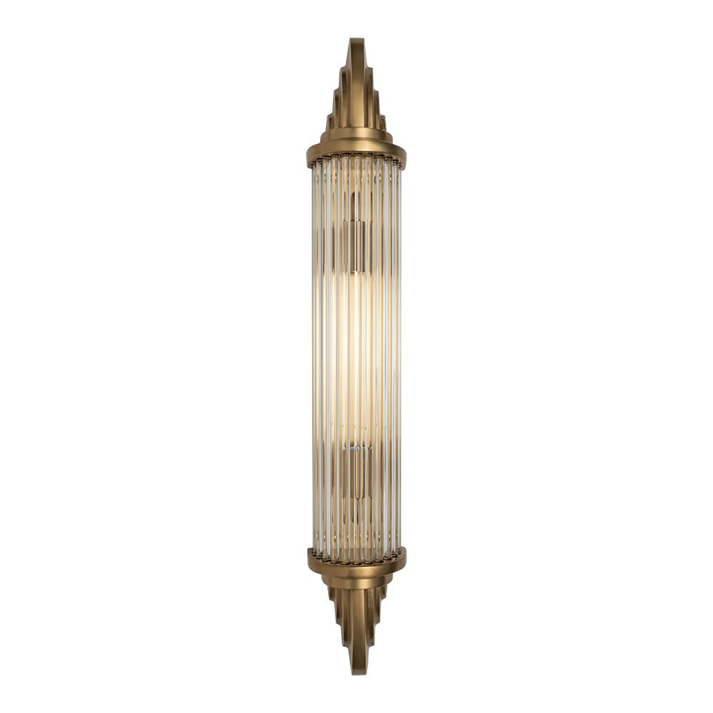 Soho Lighting Sheraton Lacquered Antique Brass IP44 Rated Art Deco Wall Light