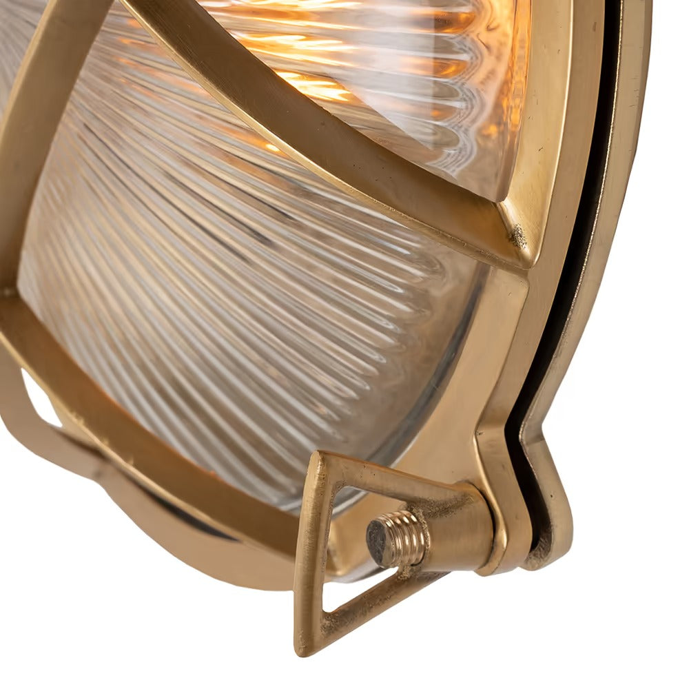 Soho Lighting Carlisle Grid Prismatic Glass IP65 Outdoor & Bathroom Laquered Solid Brass Bulkhead Wall Light