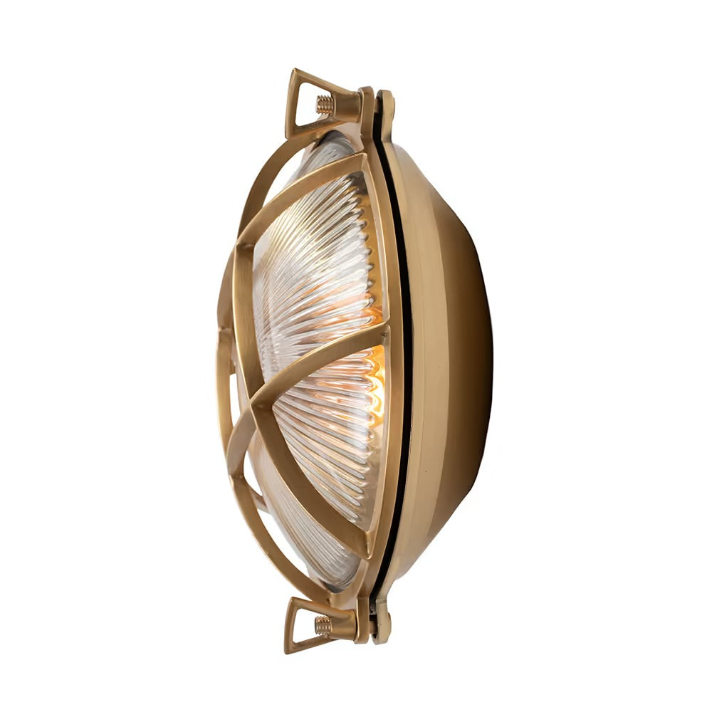 Soho Lighting Carlisle Grid Prismatic Glass IP65 Outdoor & Bathroom Laquered Solid Brass Bulkhead Wall Light