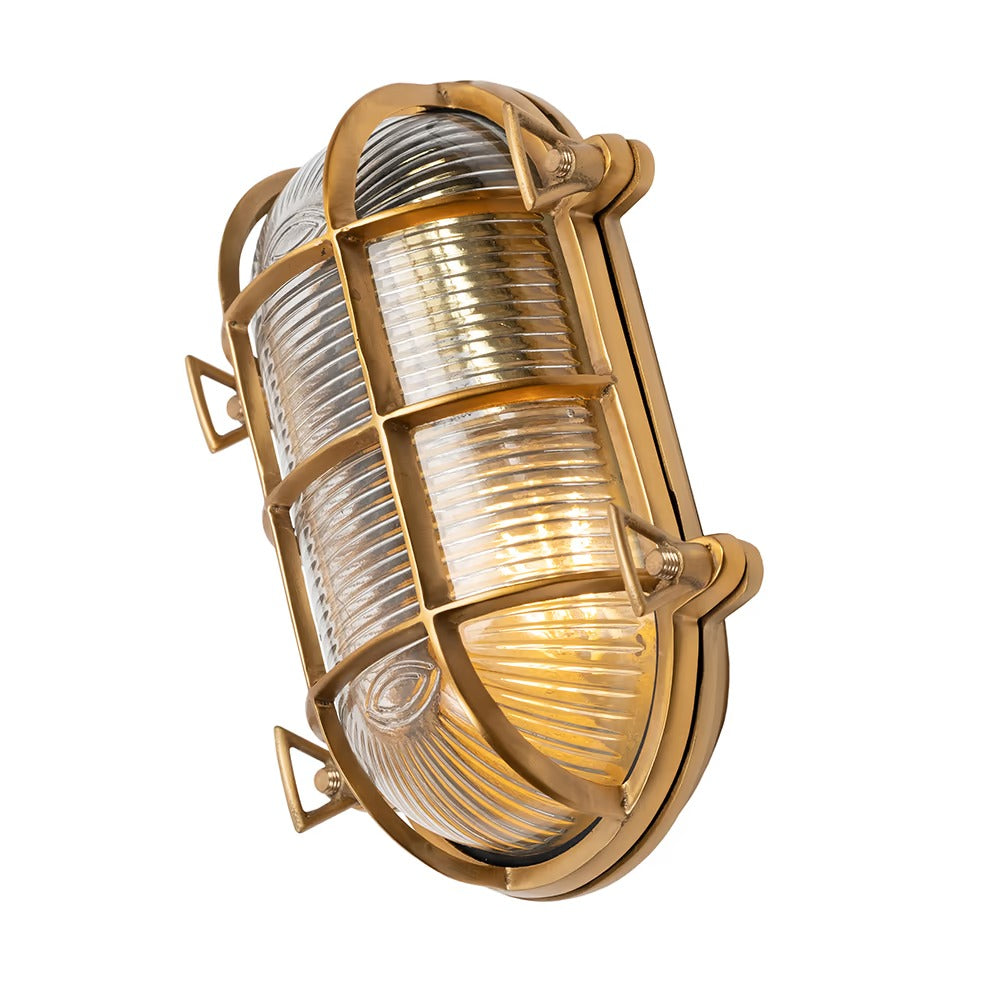 Soho Lighting Flaxman IP65 Outdoor & Bathroom Lacquered Solid Brass Bulkhead Wall Light