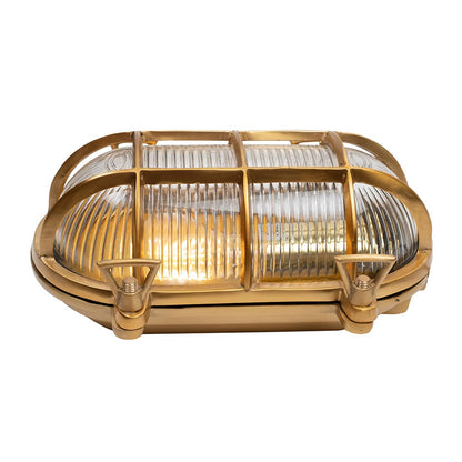 Soho Lighting Flaxman IP65 Outdoor & Bathroom Lacquered Solid Brass Bulkhead Wall Light