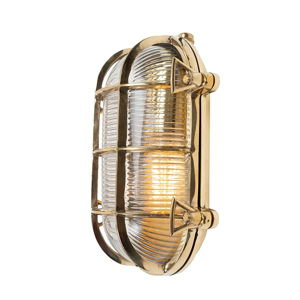 Soho Lighting Flaxman IP65 Outdoor & Bathroom Polished Solid Brass Bulkhead Wall Light