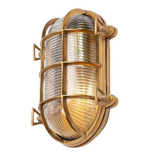 Soho Lighting Flaxman IP65 Outdoor & Bathroom Lacquered Solid Brass Bulkhead Wall Light