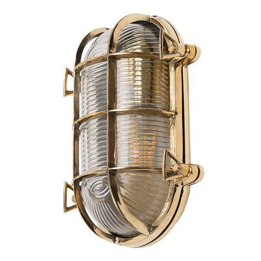 Soho Lighting Flaxman IP65 Outdoor & Bathroom Polished Solid Brass Bulkhead Wall Light