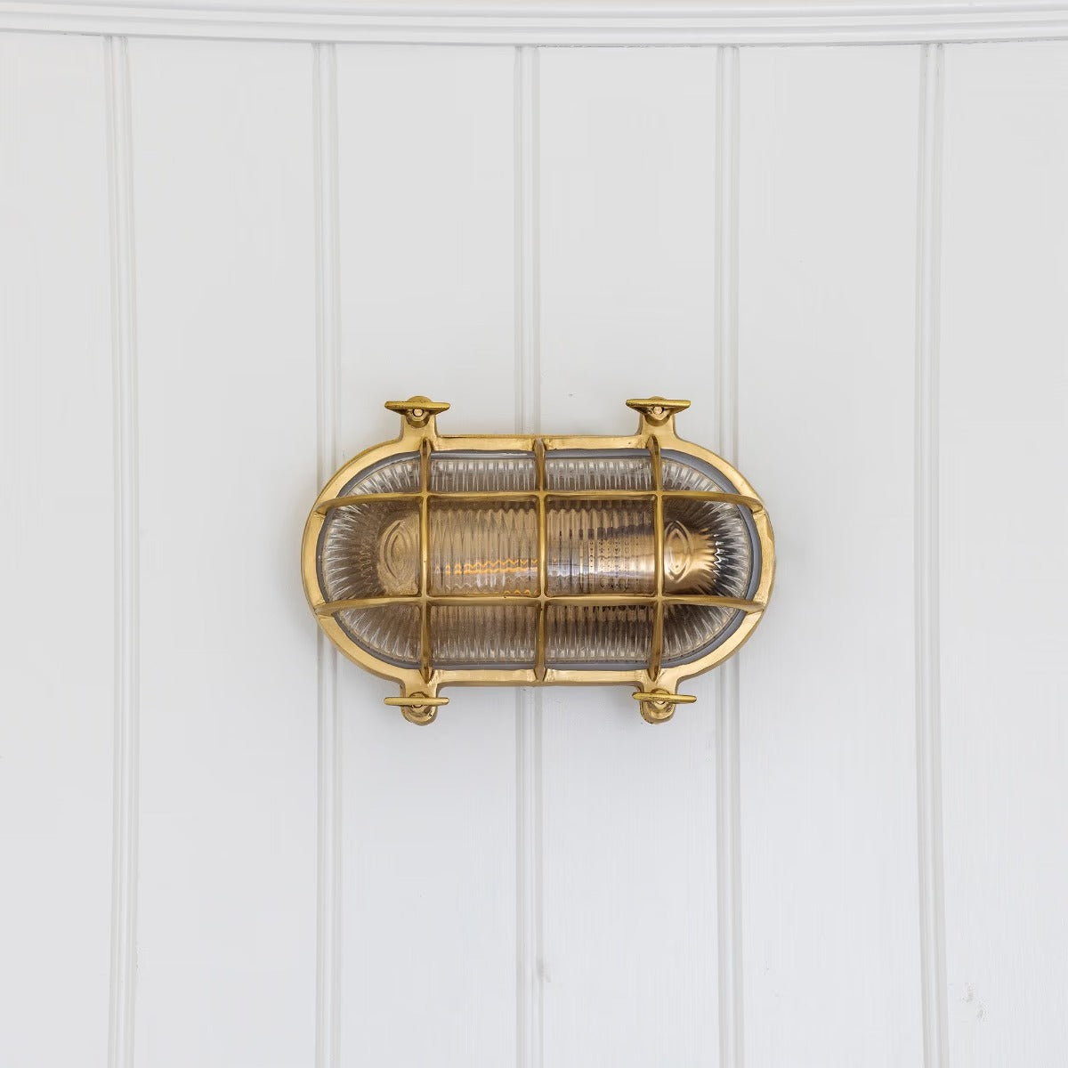Soho Lighting Flaxman IP65 Outdoor & Bathroom Polished Solid Brass Bulkhead Wall Light
