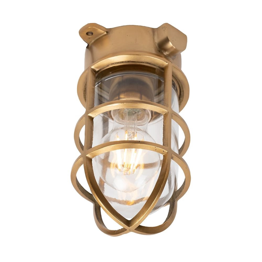 Soho Lighting Kemp Grid IP65 Outdoor & Bathroom Lacquered Solid Brass Ceiling Light