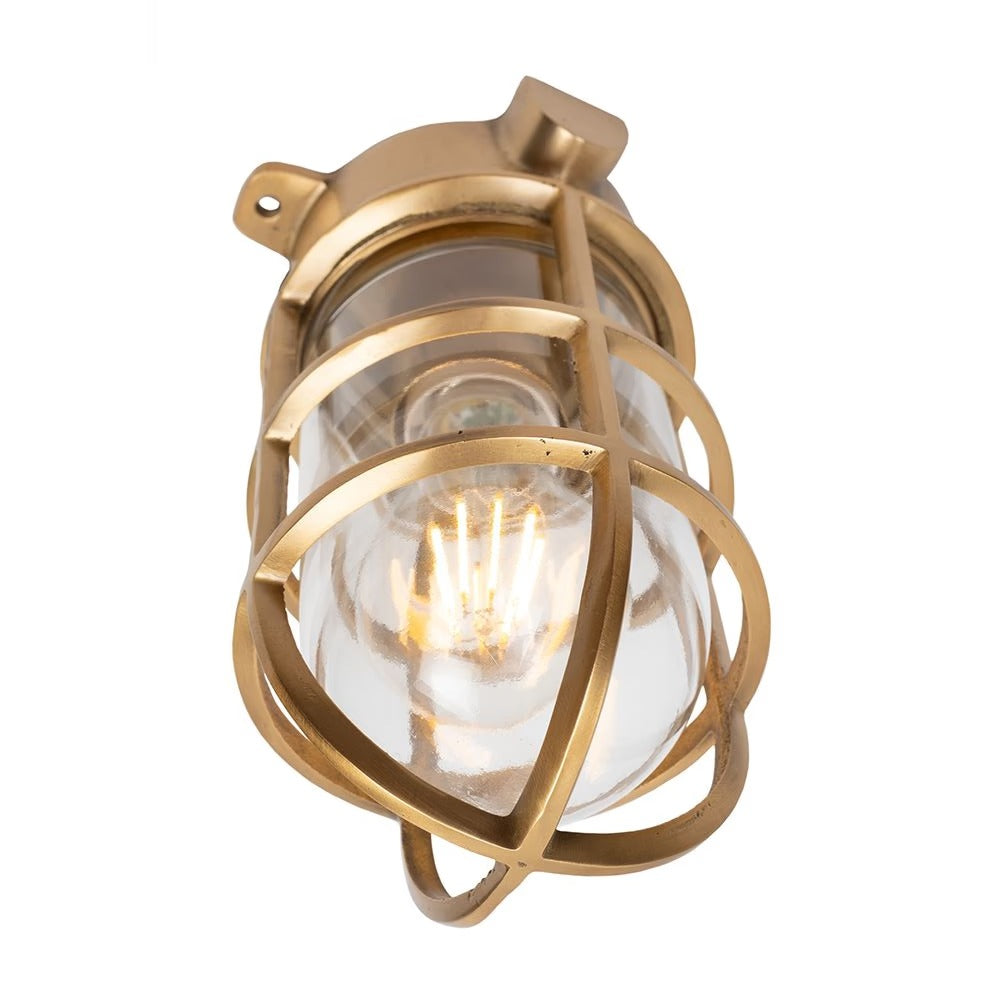 Soho Lighting Kemp Grid IP65 Outdoor & Bathroom Lacquered Solid Brass Ceiling Light