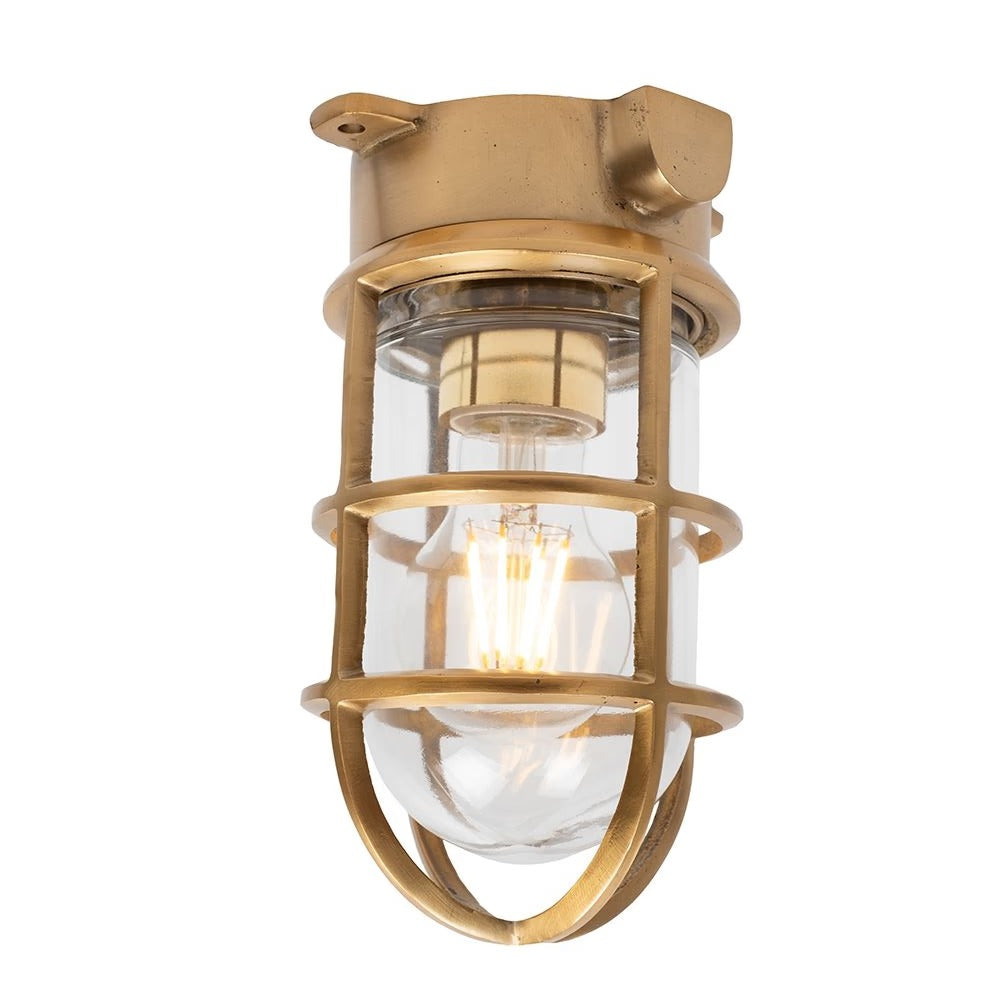 Soho Lighting Kemp Grid IP65 Outdoor & Bathroom Lacquered Solid Brass Ceiling Light