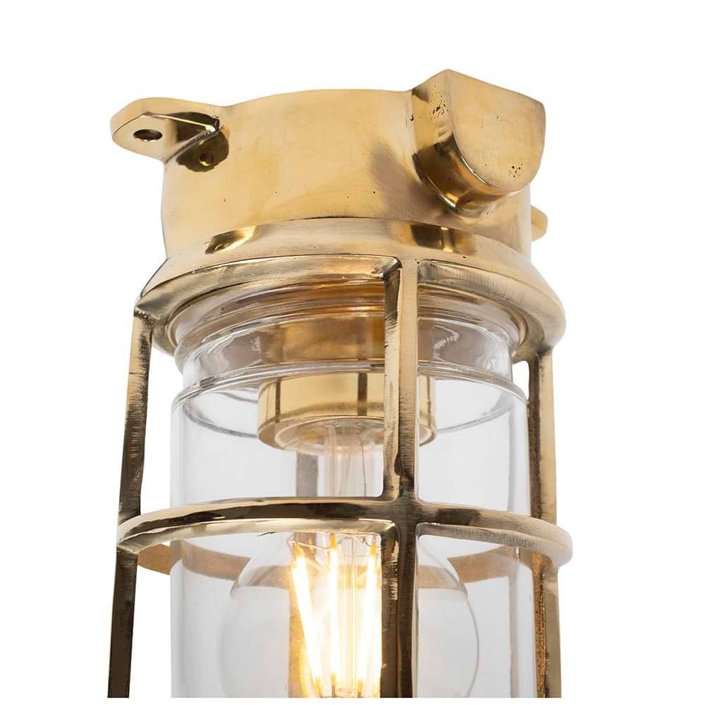 Soho Lighting Kemp Grid IP65 Outdoor & Bathroom Polished Solid Brass Ceiling Light