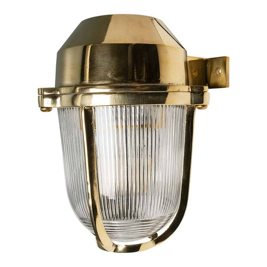 Soho Lighting Hopkin IP65 Outdoor & Bathroom Prismatic Glass Polished Solid Brass Wall Light