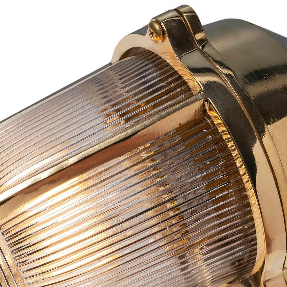 Soho Lighting Hopkin IP65 Outdoor & Bathroom Prismatic Glass Polished Solid Brass Wall Light