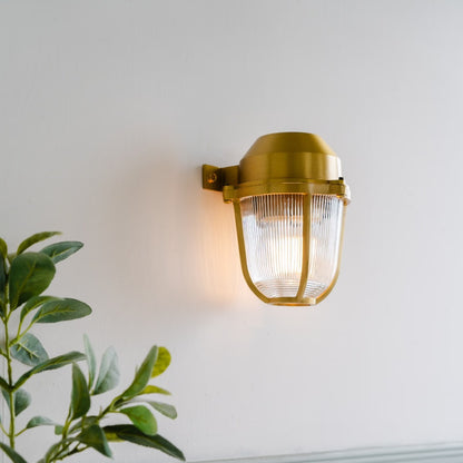 Soho Lighting Hopkin IP65 Outdoor & Bathroom Prismatic Glass Lacquered Solid Brass Wall Light