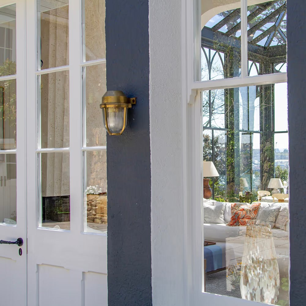 Soho Lighting Hopkin IP65 Outdoor & Bathroom Prismatic Glass Polished Solid Brass Wall Light