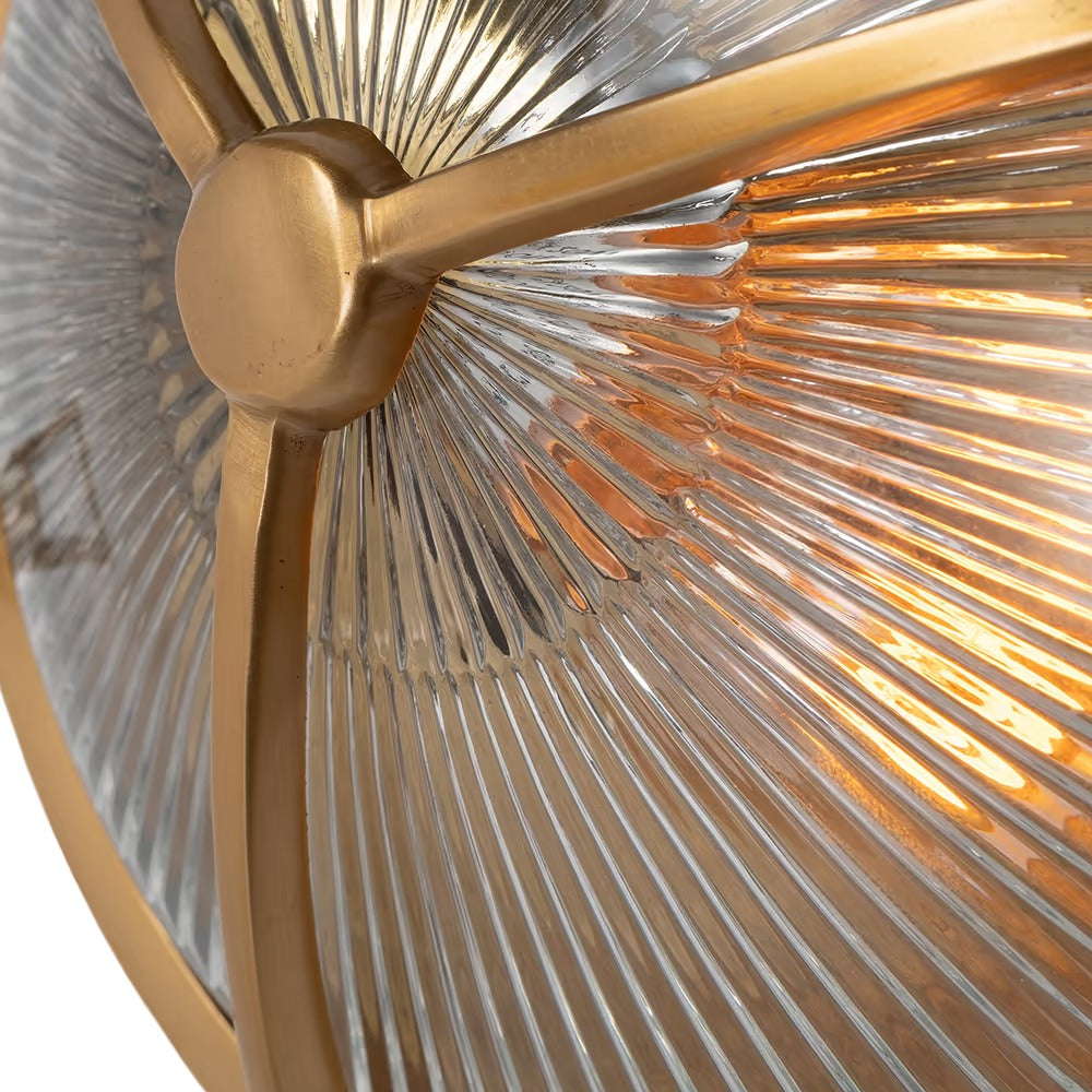 Soho Lighting Carlisle Trine IP65 Outdoor & Bathroom Lacquered Solid Brass Prismatic Glass Wall Light