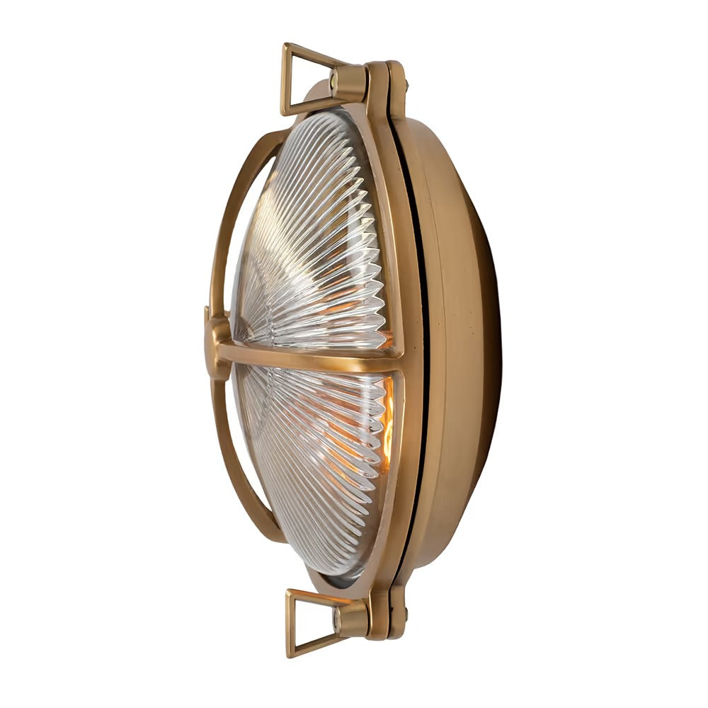 Soho Lighting Carlisle Trine IP65 Outdoor & Bathroom Lacquered Solid Brass Prismatic Glass Wall Light