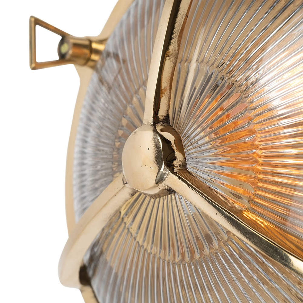 Soho Lighting Carlisle Trine IP65 Outdoor & Bathroom Polished Solid Brass Prismatic Glass Wall Light