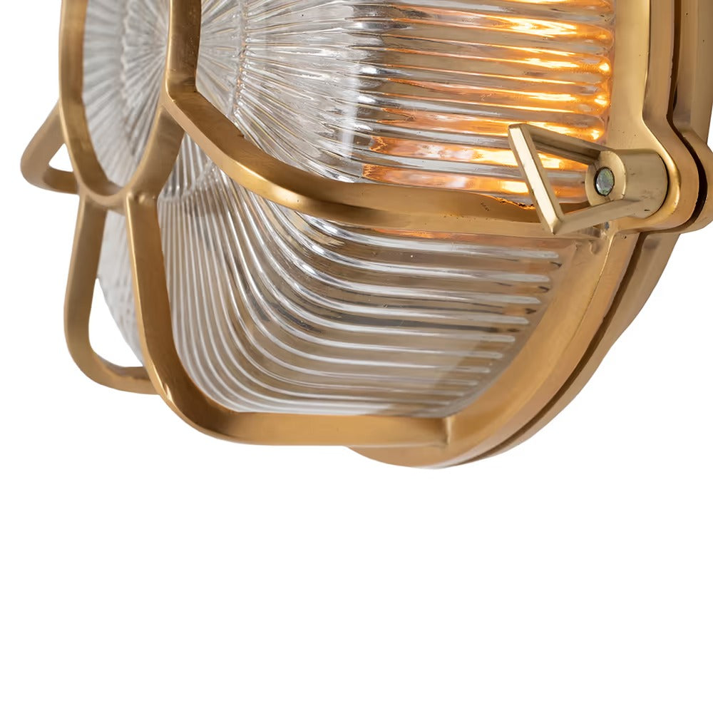 Soho Lighting Carlisle Web Prismatic Glass IP65 Outdoor & Bathroom Lacquered Solid Brass Bulkhead Wall Light