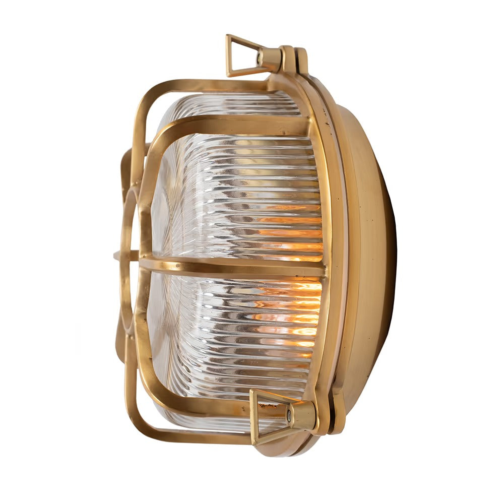 Soho Lighting Carlisle Web Prismatic Glass IP65 Outdoor & Bathroom Lacquered Solid Brass Bulkhead Wall Light