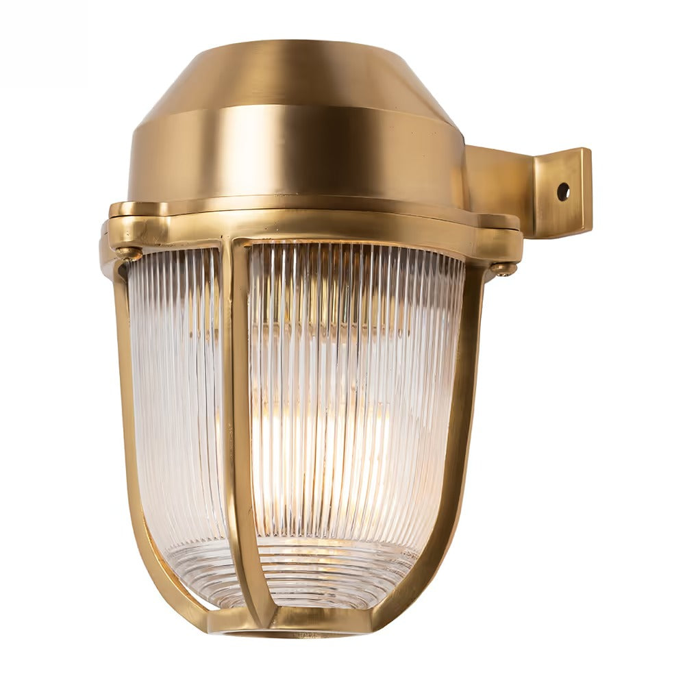 Soho Lighting Hopkin IP65 Outdoor & Bathroom Prismatic Glass Lacquered Solid Brass Wall Light