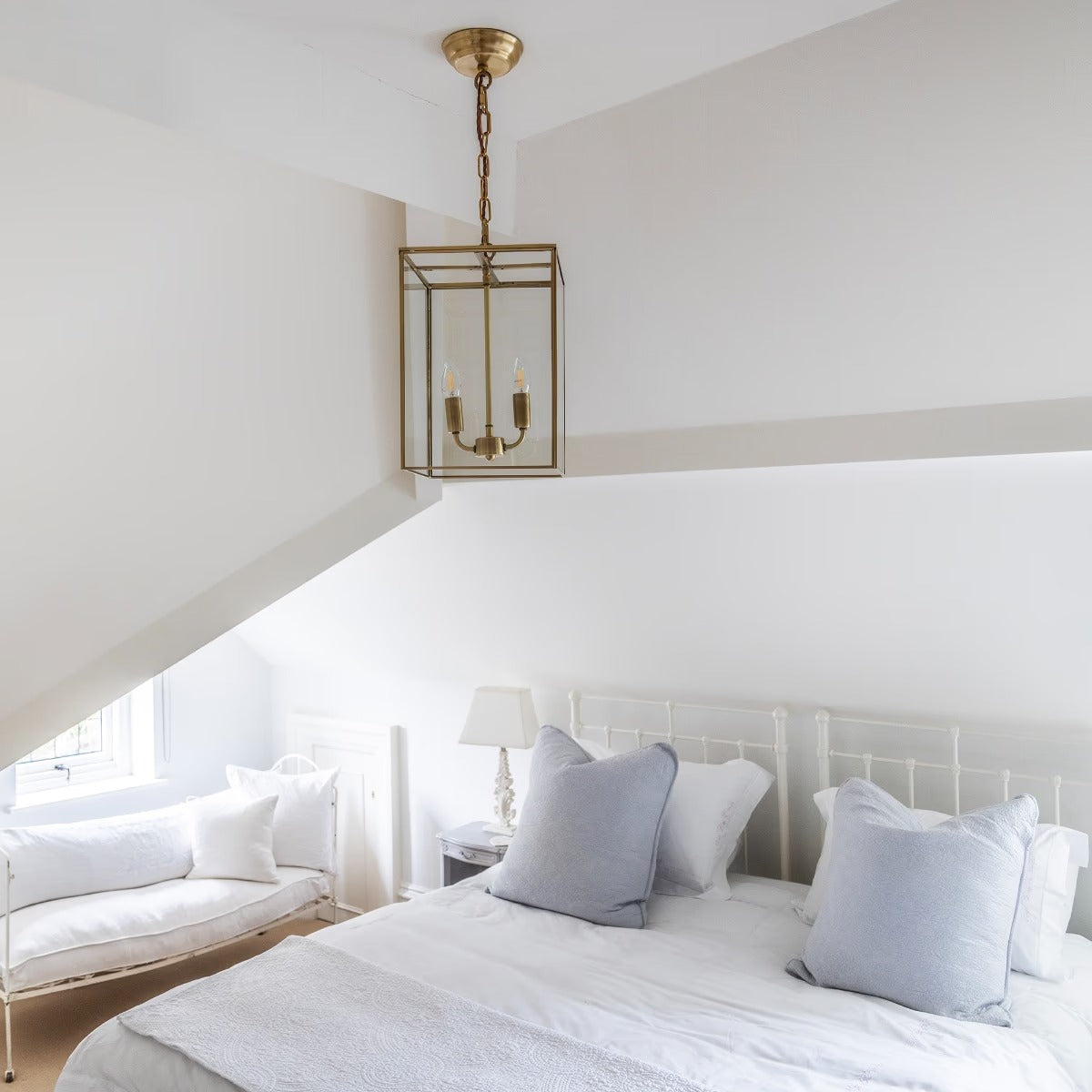 Soho Lighting London Lantern Pendant Crossbar Small Brass