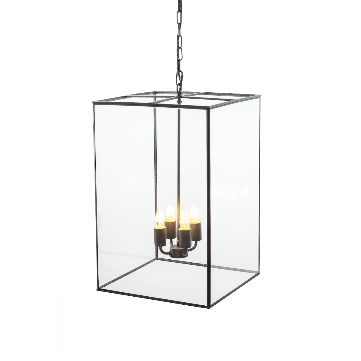 Soho Lighting London Lantern Pendant Crossbar Large Matt Black