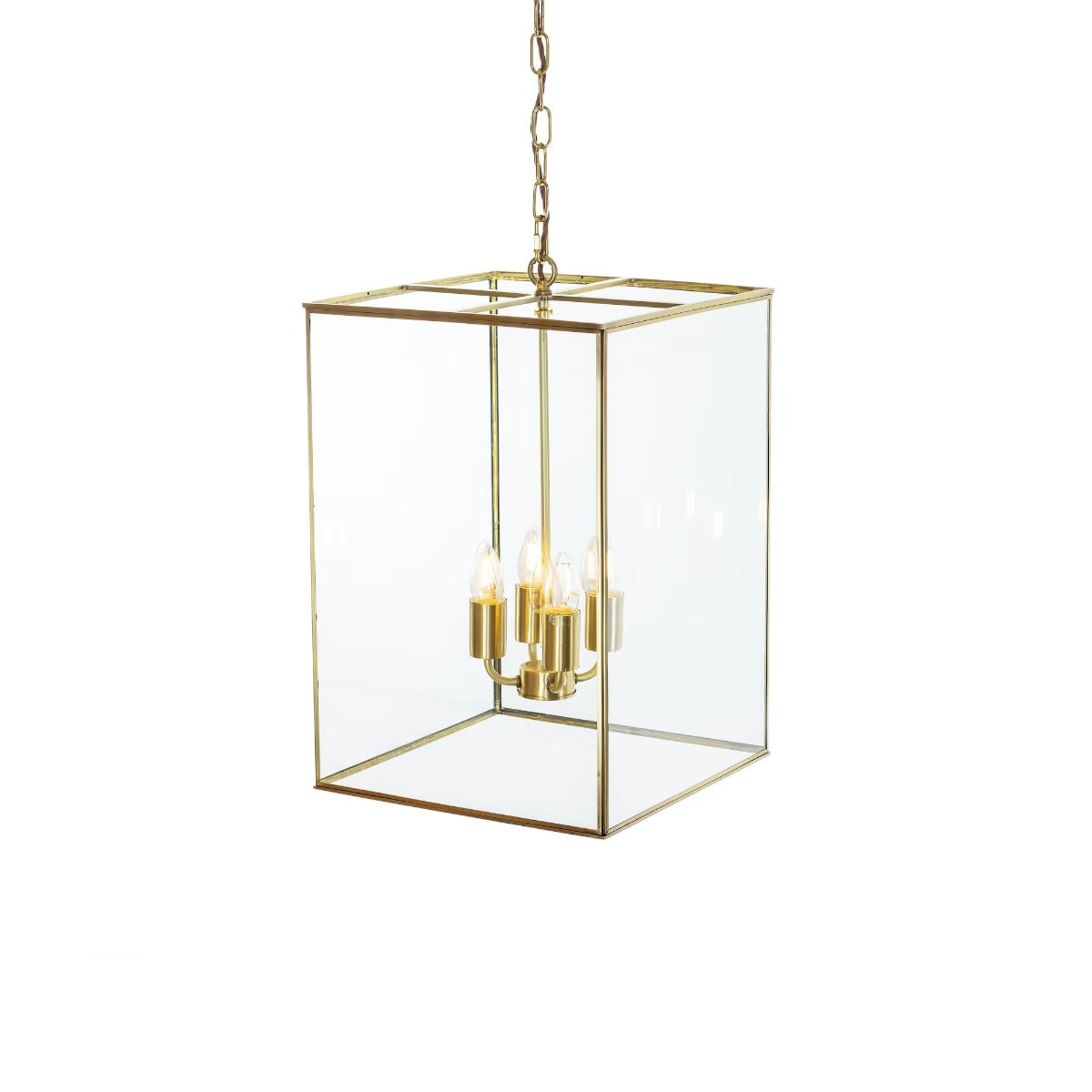 Soho Lighting London Lantern Pendant Light Crossbar Medium Brass