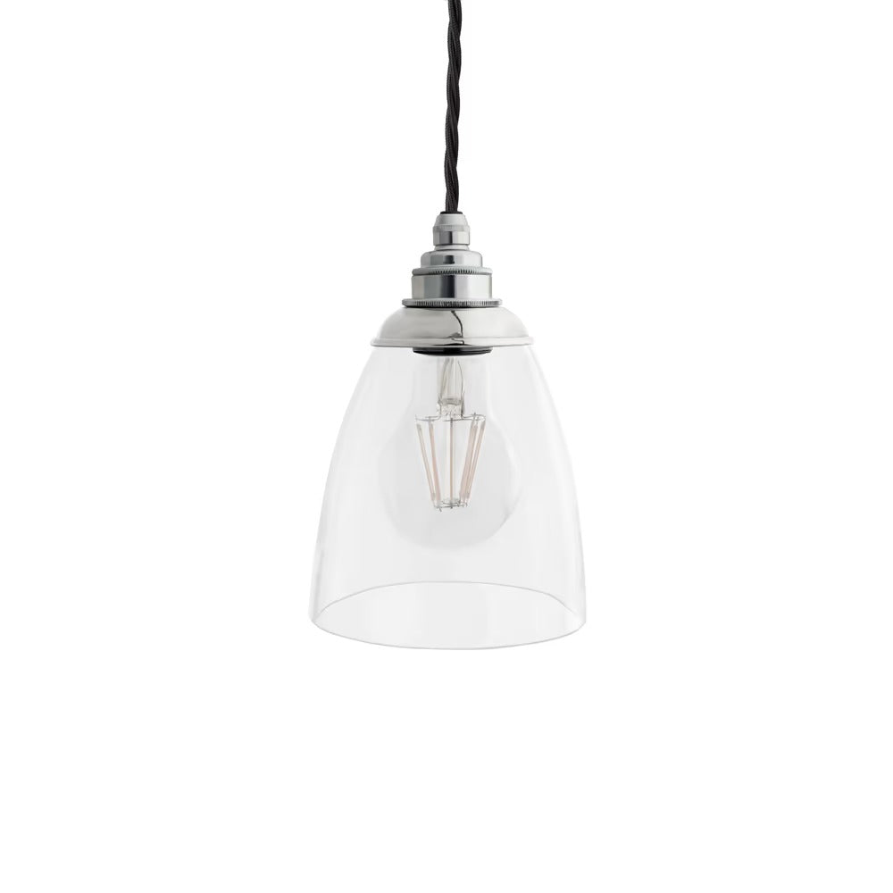 Dickens Clear Glass Pendant Light with Oxford Cap